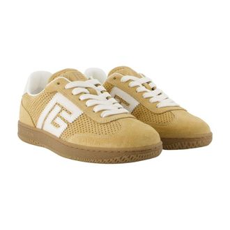 Balmain Womens Swan Sneaker Beige Calfskin