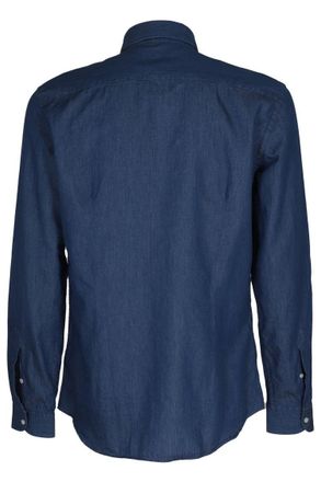 Fay Washed Denim Shirt With French Collar