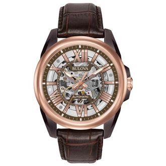 Bulova Automatische Herenovereenkomst Bruine Horloge 98A165
