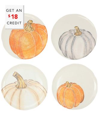 Vietri Vietri Set Of 4 Pumpkins Assorted Salad Plates With $22 Credit