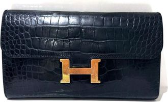 Herm&egrave;s Alligator Black Constance Wallet