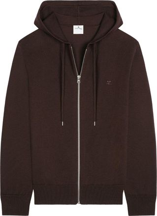Courr&egrave;ges zipped wool hoodie - unisex - Wool - M - Brown