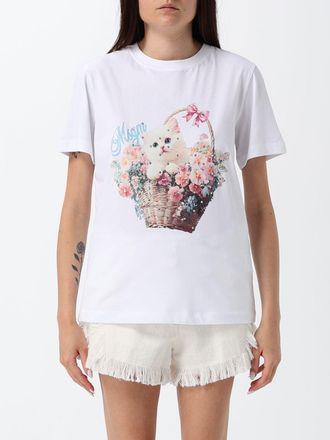 Msgm T-shirts in cotone stampata con strass