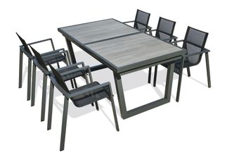 DCB Garden Olhos - Conjunto De Comedor De Jard&iacute;n 6 Plazas De Aluminio Dcb Garden