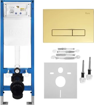 Rea Bastidor Para Inodoro Suspendido Rea Slim 024n Con Pulsador Hd Gold