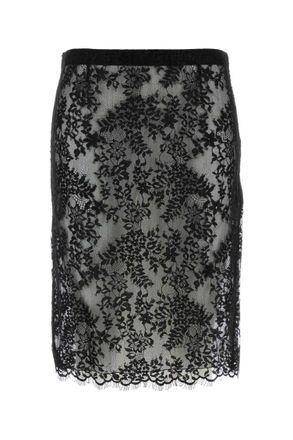 Saint Laurent Black Printed Lace Skirt