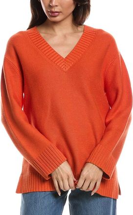 Fort&eacute; Cashmere Gathered V-Neck Sweater