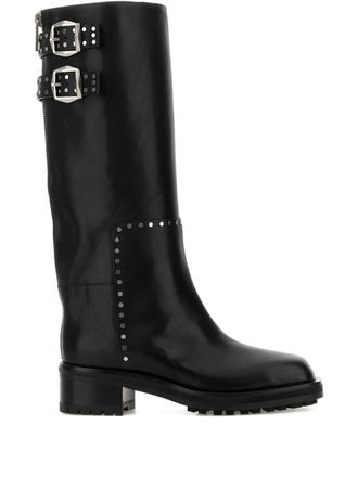 Jimmy Choo London Black Brooklyn Studded Leather Boots