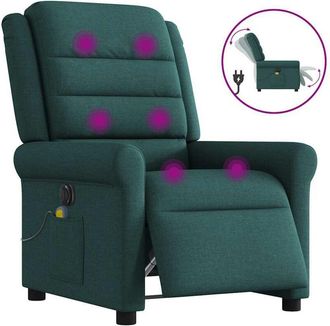 vidaXL Sill&oacute;n Reclinable De Masaje El&eacute;ctrico Tela Verde Oscuro Vidaxl