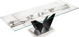 Naos Ausziehbarer Designer Esstisch Volare 200-280 x 100 cm - Klarglas/Schwarz matt