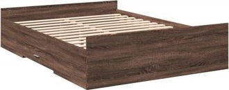vidaXL Cama con cajones madera de ingeniería marrón roble 120x190 cm Vidaxl