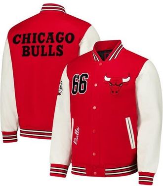 G-III Sports by Carl Banks Mens G-III Sports by Carl Banks Red Chicago Bulls Moneyball Wool & Leather Full-Snap Varsity Jacket at Nordstrom, Size Large