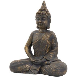 ECD Germany Statua di Buddha Seduto 50 cm Decorazione per Casa Statuetta Feng Shui Statuetta Decorativa in Poliresina Sculture a Forma di Buddha Scultura per