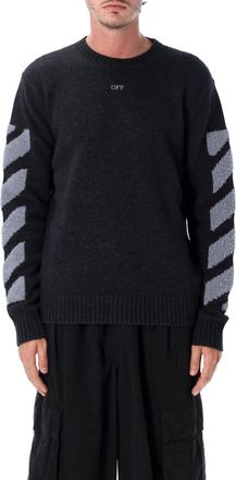 Off-white Diag Fuzzy Knit Brushed Wool-Blend Crewneck Sweater