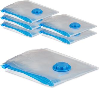 Relaxdays 60 Bolsas Al Vac&iacute;o, Xl Bolsas De Compresi&oacute;n Para Viajes, Ropa Y Mantas, Con V&aacute;lvula, Transparentes, En Set