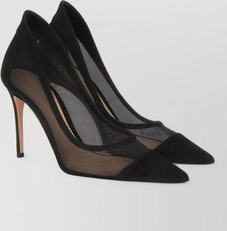 Gianvito Rossi mesh and suede pointed-toe pumps