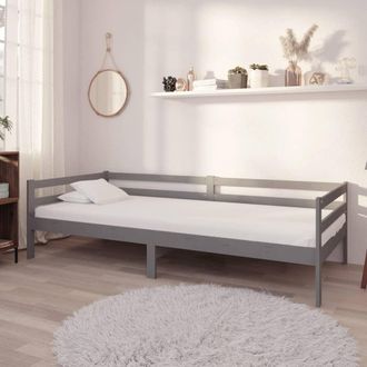 Les Tendances Les Tendances - Sof&aacute; Cama Con Colch&oacute;n Madera De Pino Maciza Gris 90x200 Cm Vidaxl