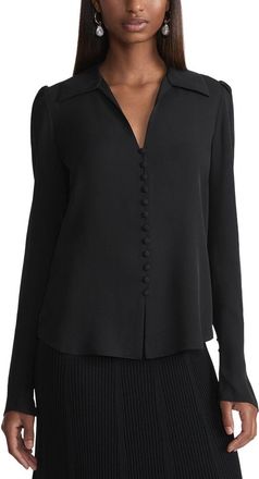 Lafayette 148 New York Wide Collar Puff Sleeve Silk Blouse