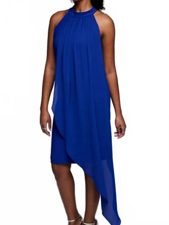 Joseph Ribkoff Sheer Overlay Sleeveless Dress In Royal Sapphire