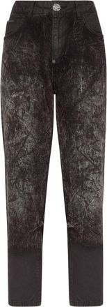 Philipp Plein distressed-effect cropped jeans - women - Cotton - 27 - Black