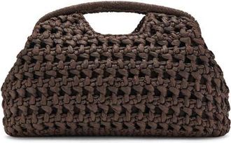 Mango Natural Fiber Frame Clutch in Chocolate at Nordstrom
