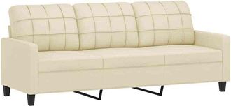 vidaXL Sofá de 3 plazas de cuero sintético color crema 180 cm Vidaxl
