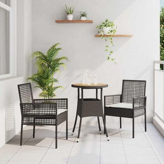 vidaXL Conjunto De Comedor De Jard&iacute;n 3 Pcs Negro Polirat&aacute;n Vidaxl