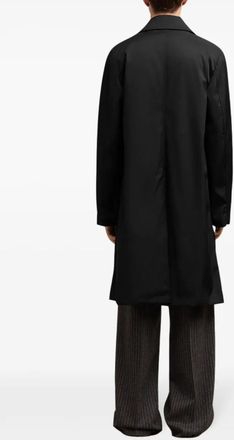 Ami Mens Technical Twill Logo Raincoat Black Clothing > Coats & Jackets