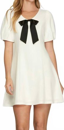 She + Sky With Bow Mini Dress In White