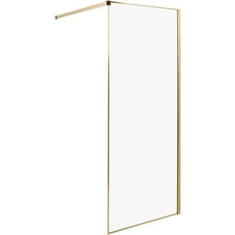 Beliani Schermo doccia bagno in vetro temperato senza ante 80 x 190 cm Oro Waspam