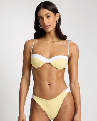 Onia Brigitte Bikini Top in Limoncello/white at Nordstrom, Size X-Small