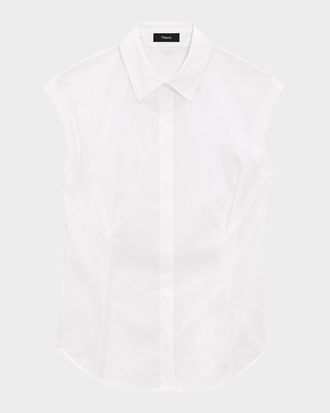 Theory Cap-Sleeve Cinch Shirt