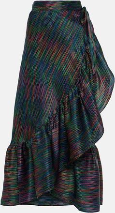 Eres Neon printed silk satin wrap skirt