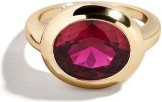 BaubleBar Birthstone Oval Cubic Zirconia Ring in Ruby at Nordstrom, Size 6