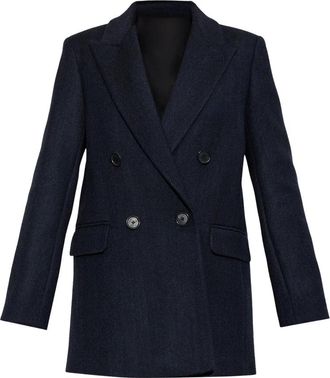 Zadig&Voltaire Open Lapel Wool Coat - Dames - Mantel - Blauw - L - Wol - Jassen