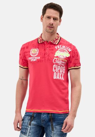 Cipo & Baxx Poloshirt CIPO & BAXX, Herren, Gr. 4XL, fuchia, Jersey, Obermaterial: 95% Baumwolle, 5% Elasthan, bedruckt, unifarben, regular fit normal, Rundhals, S