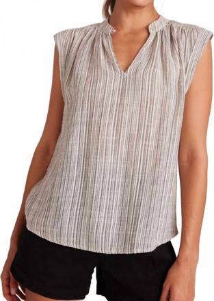 Bella Dahl Shirred Pullover Cap Sleeve In Grey