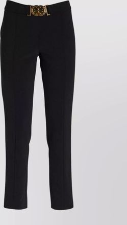 Moschino polyester trousers with golden metal buckle