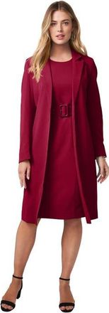 Jessica London Belted Jacket Dress in Rich Burgundy at Nordstrom, Size 12