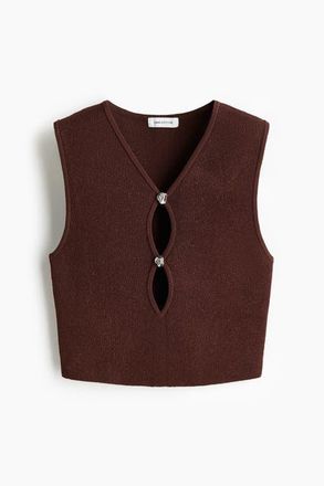 H&M Knitted Vest Top in Dark Brown at Nordstrom, Size Xx-Large