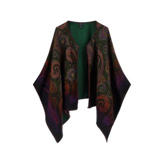 Etro Reversible Wool Cape With Degrad&eacute; Paisley Motif