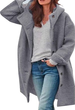 Generic Womens Winter Coat, Trench Coat, Womens Long,Elegant Winter Jacket, Warm Jacket, Windbreaker, Winter Coats with Hood Womens Winter Coats (Grey, Medium