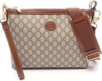 Gucci Beige Brown Pvc Coated Canvas Leather Messenger Bag Shoulder Bag (Pre-Owned)