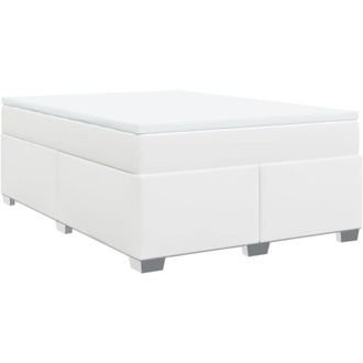 vidaXL Vidaxl - Cama Box Spring Con Colch&oacute;n Cuero Sint&eacute;tico Blanco 140x200cm