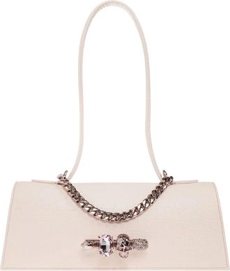 Alexander McQueen Tassen, Dames, Roze, ONE Size, Leer, Leren tas met juwelen