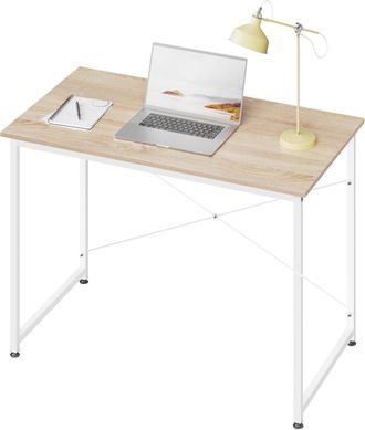 Woltu Woltu Mesa De Estudio Escritorio Para Ordenador, Moderno Puesto De Trabajo De Oficina, Mesa De Comedor Para El Hogar Y La Oficina, 100x50 Cm, Roble Cl