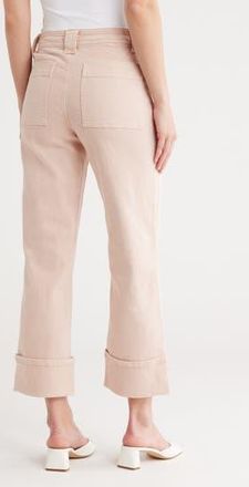 Sanctuary Luna Button Fly High Waist Cuff Straight Leg Jeans in Light Rosewood at Nordstrom Rack, Size 29