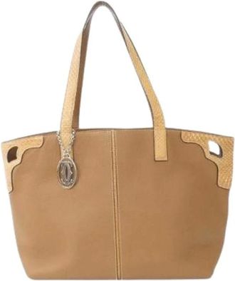 Cartier Pre-owned Tote Bags, female, Brown, Size: ONE SIZE Pre-owned Marcello Calf & Snake Leather Shoulder Bag
