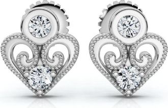 Pompeii3 Diamond Heart Studs 14k White, Yellow, or Rose Gold Lab Grown Womens Earrings