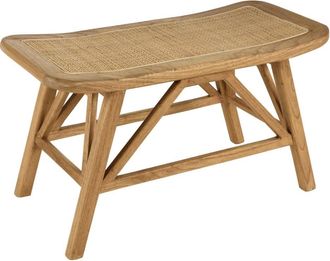 Macabane Banco de 1 plaza de madera de mindi y rat&aacute;n natural